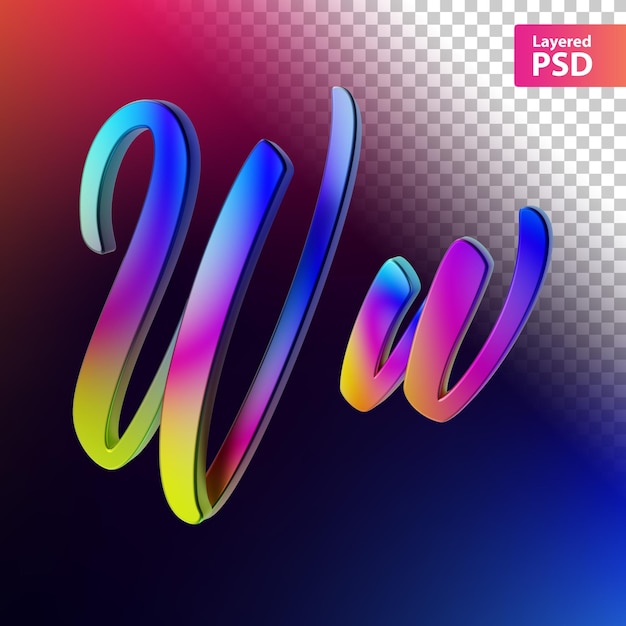 PSD letra caligráfica del color del arco iris 3d