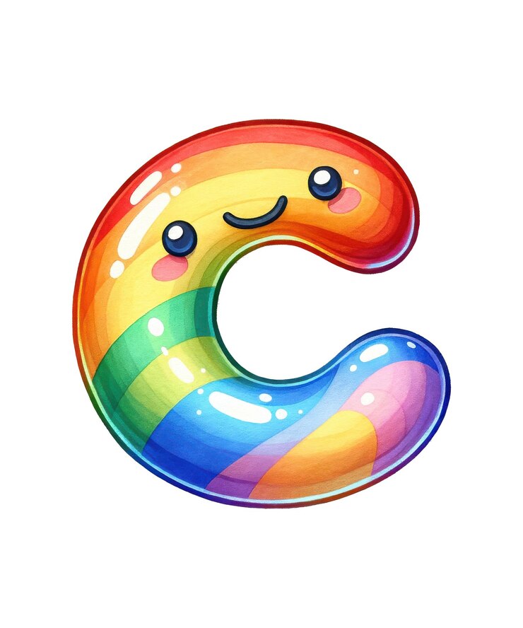 PSD una letra de color arco iris c está en un fondo blanco