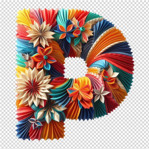 PSD una letra colorida hecha con flores y hojas