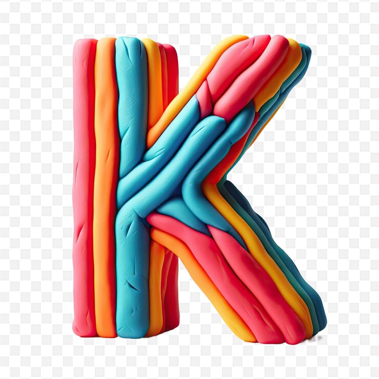 PSD una letra colorida k hecha de plástico colorido
