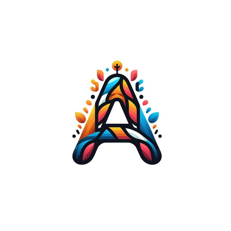 Letra colorida Un logotipo con efecto de vidrio pintado