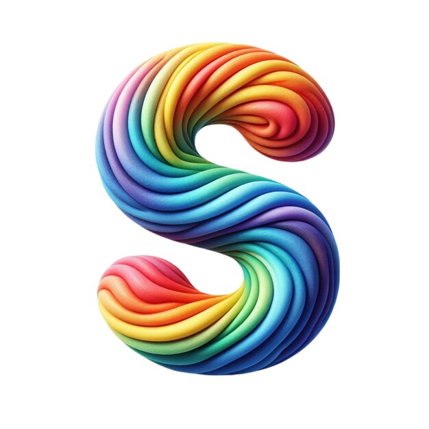 una letra colorida s hecha por líneas de colores arco iris