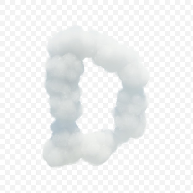 Letra d del alfabeto de nube blanca sobre fondo aislado