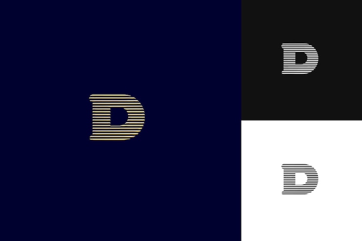 PSD letra d com estilo de design de logotipo tipográfico com d em forma de ilustração designs vetoriais de logotipo