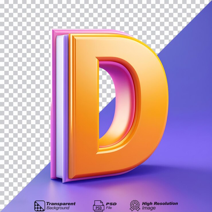 PSD letra d dibujada aislada sobre un fondo transparente