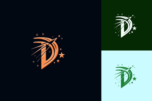 Letra D con estilo de diseño de logotipo con D en forma de Sh Naturaleza Colecciones vectoriales abstractas