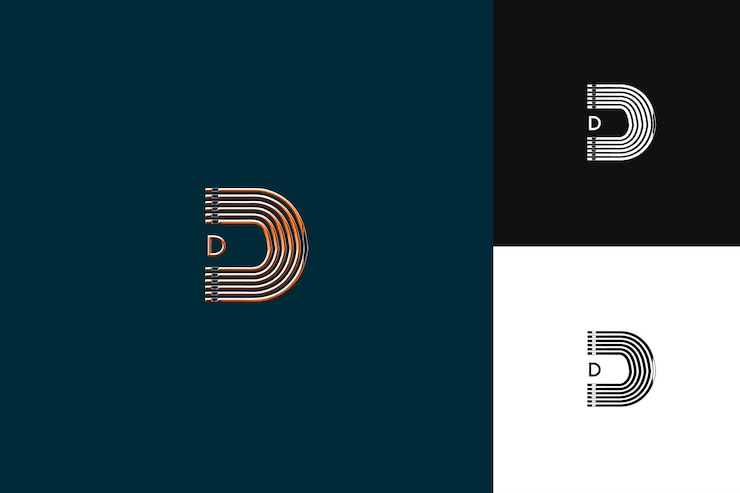 PSD letra d con estilo de diseño de logotipo tipográfico con diseño vectorial de logotipo en forma de d en ilustración