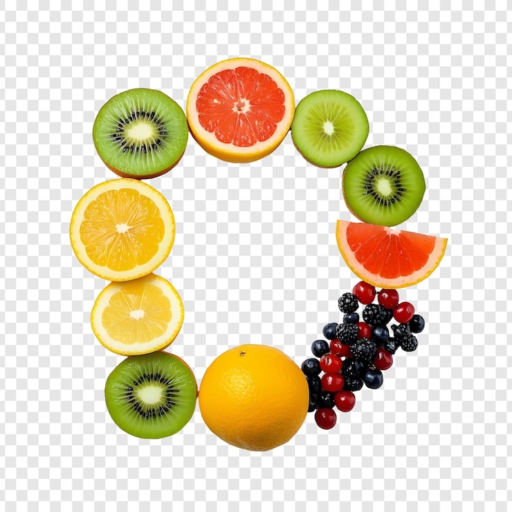 PSD la letra d hace que la fruta esté aislada sobre un fondo transparente