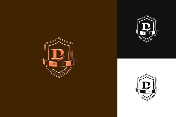 PSD letra d con insignia diseño de logotipo estilo con d en forma de b ilustración diseños vectoriales de logotipo