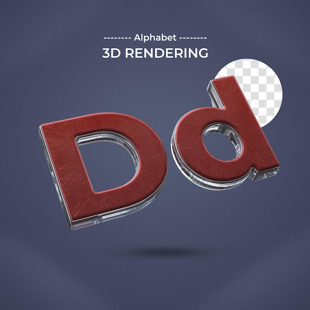 PSD letra d renderização 3d fundo transparente