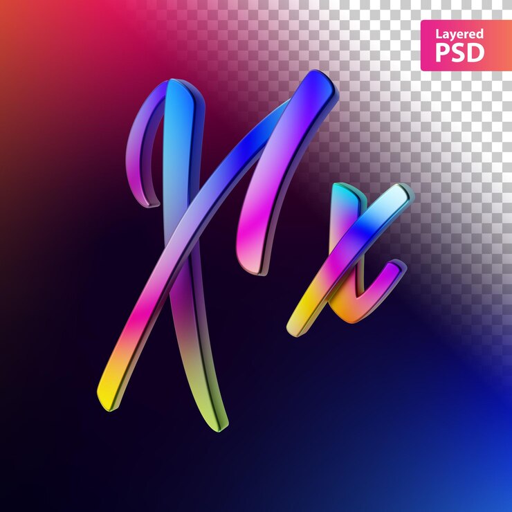 PSD letra de cor do arco-íris caligráfico 3d