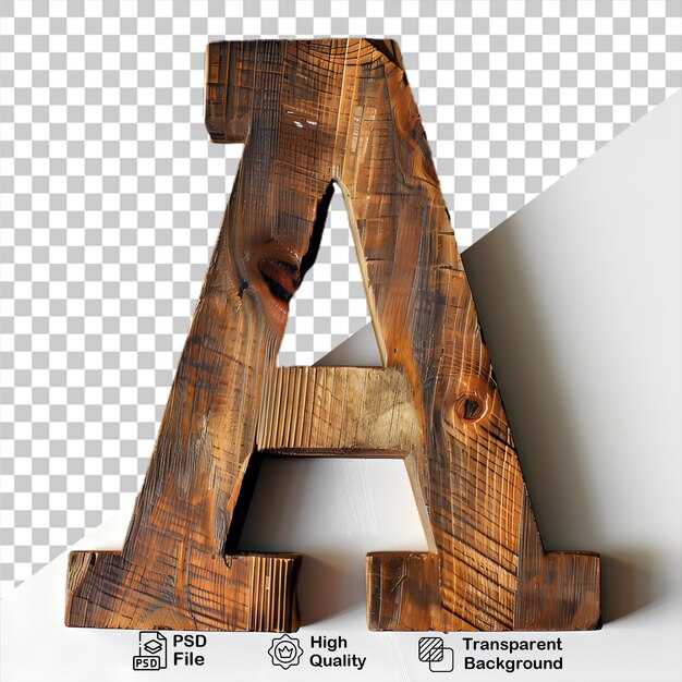 Letra de madeira 3d um alfabeto png isolado em fundo transparente