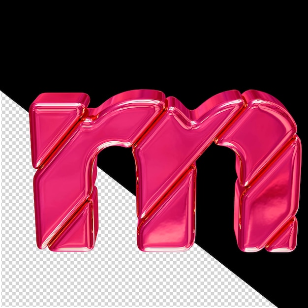 PSD letra de símbolo de bloco diagonal rosa m