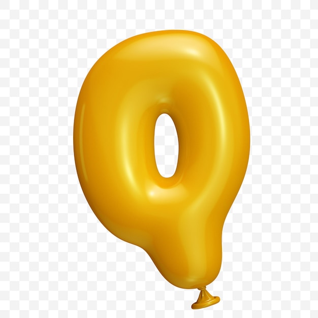 Letra do alfabeto de balão amarelo em fundo isolado