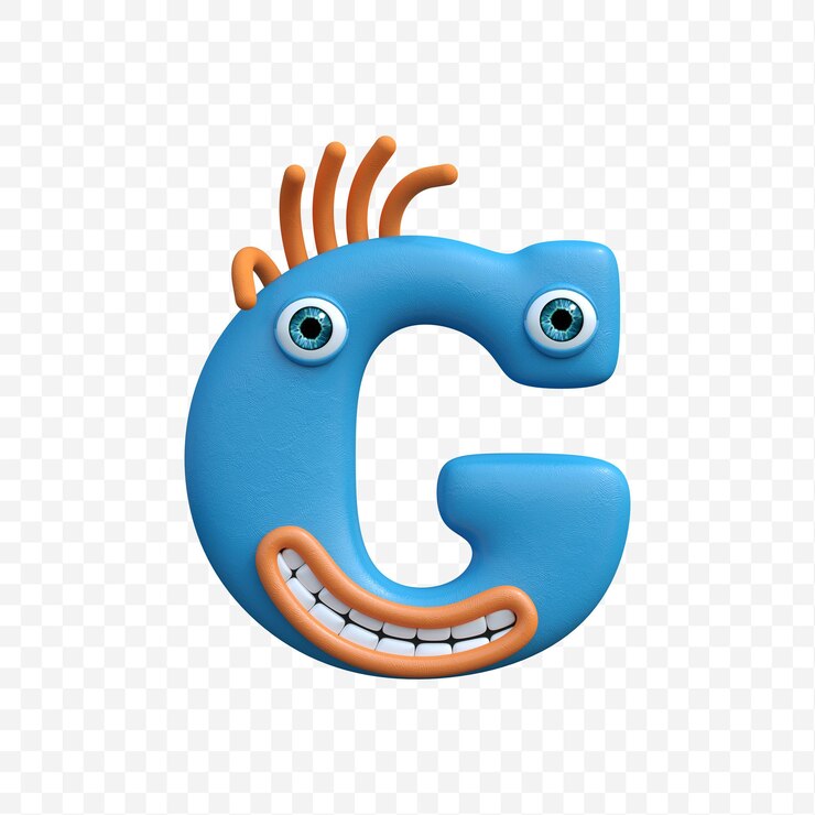 PSD letra do alfabeto feita de personagem de desenho animado sorridente em fundo isolado
