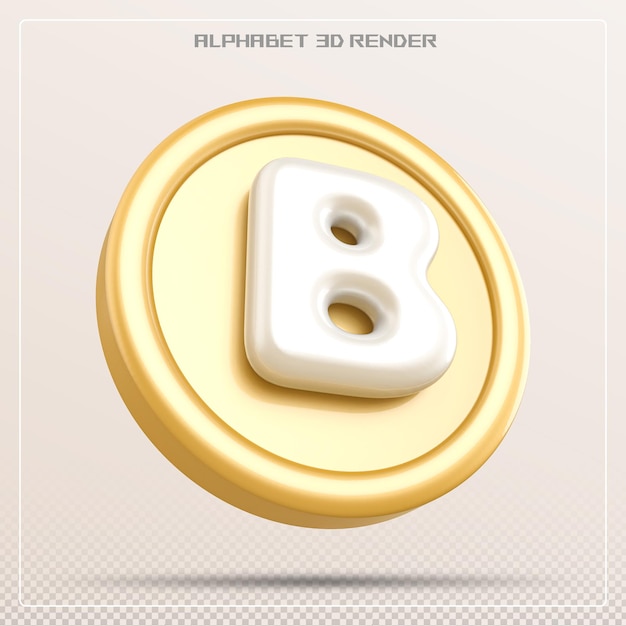 Letra dorada B fuente Alfabeto renderizado en 3D