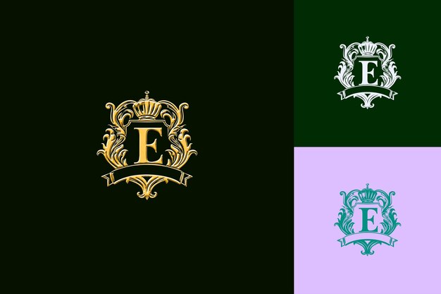 Letra E con emblema Estilo de diseño del logotipo con E en forma de naturaleza Colecciones vectoriales abstractas