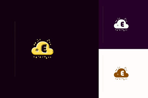 Letra E con estilo de diseño de logotipo de nube con E en forma de C Naturaleza Colecciones de vectores abstractas