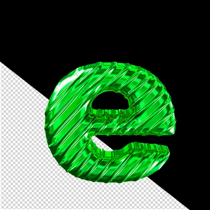 PSD la letra e del símbolo 3d de color verde ribado