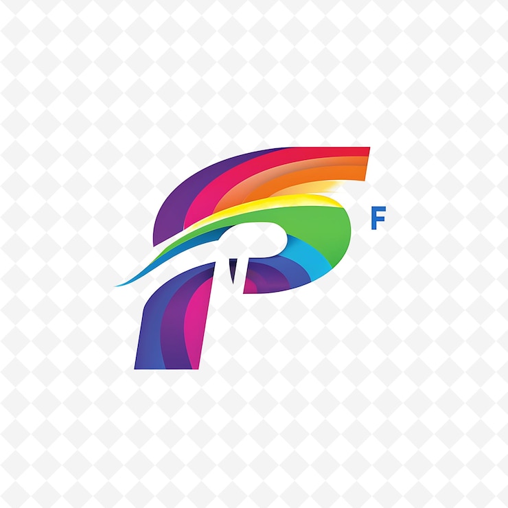 PSD letra f com estilo de design de logotipo do arco-íris com f em forma de nature abstract vector collections