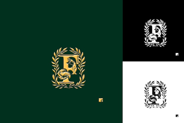 Letra F con estilo de diseño de logotipo vintage con F en forma de una ilustración Diseños vectoriales de logotipo