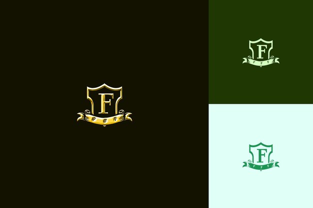 Letra F con insignia Estilo de diseño de logotipo con F en forma de B Naturaleza Colecciones vectoriales abstractas