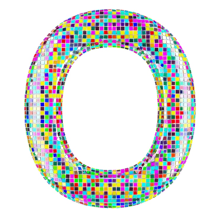 PSD letra de fuente de mosaico o de piezas de mosaico vívidas renderización 3d aisladas en fondo transparente
