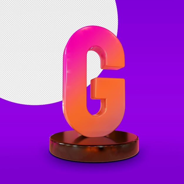 letra g, 3d, render, aislado