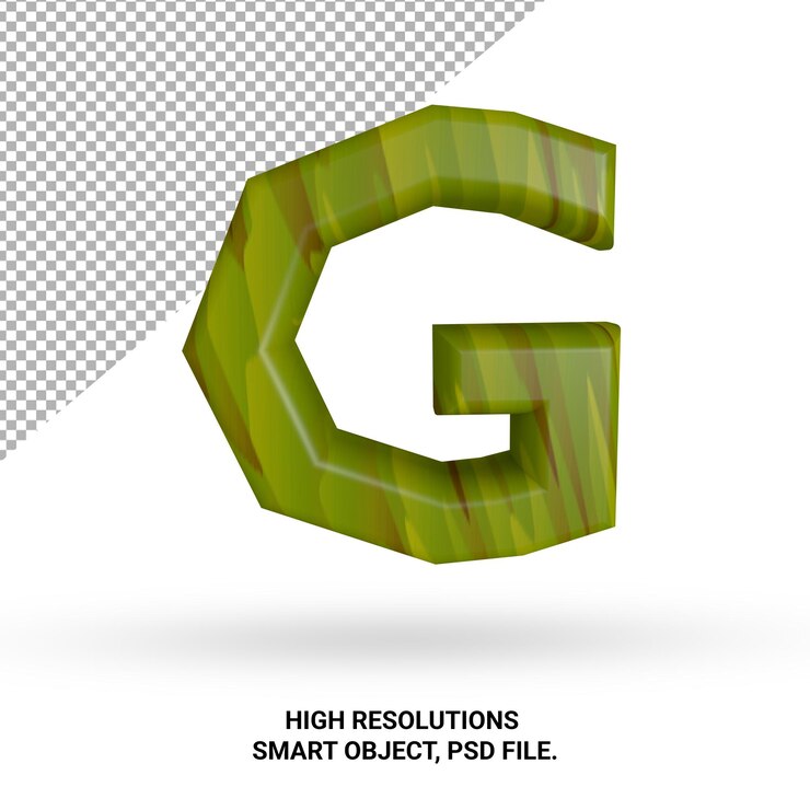 PSD letra g alphabet 3d render aislado para redes sociales