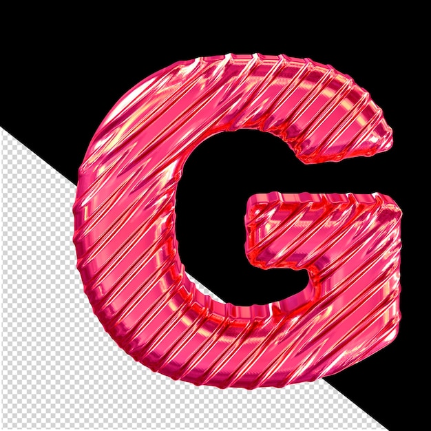 PSD letra g do símbolo 3d rosa com nervuras