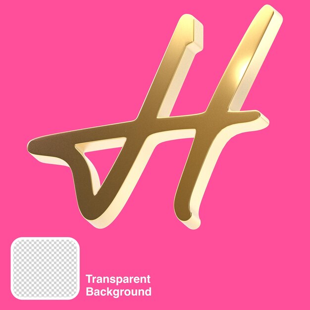 LETRA H 3D DE ORO ELEGANTE BRILLANTE MANUSCRITA