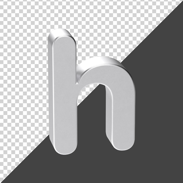 letra h hecha de plata en 3D rendering 3d realista letra h