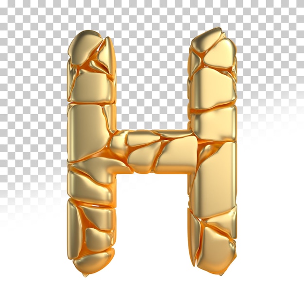 PSD letra h ouro 3d render estilo