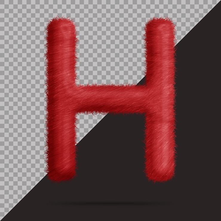 PSD letra h con piel 3d realista