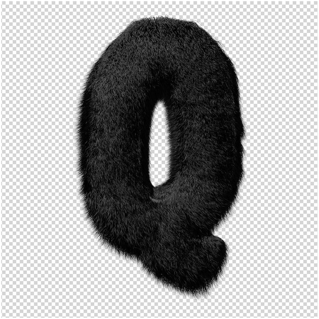 Letra hecha de piel de visón en render 3d