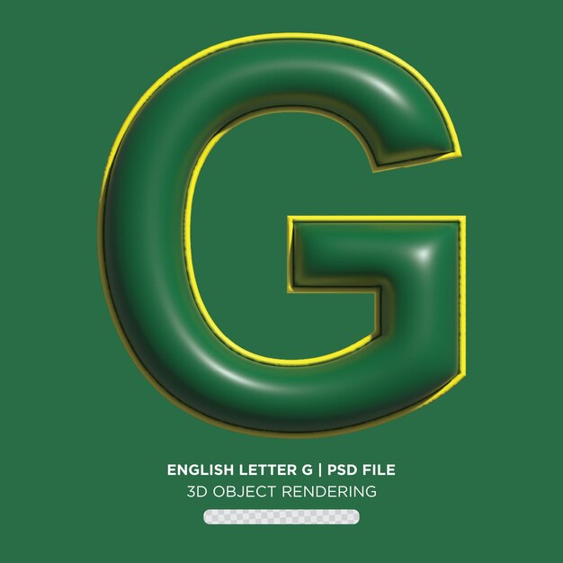 Letra inglesa G - representación alfabética 3d
