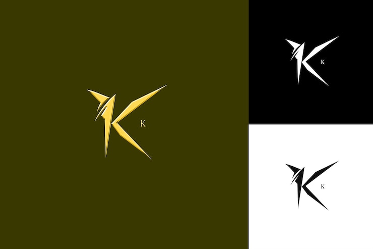 PSD letra k com air logo design estilo com k em forma de kit ilustração logo vector designs