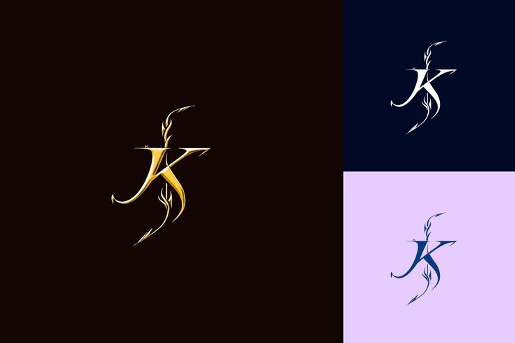 PSD letra k com ar estilo de design de logotipo com k em forma de kit natureza coleções de vetores abstratos