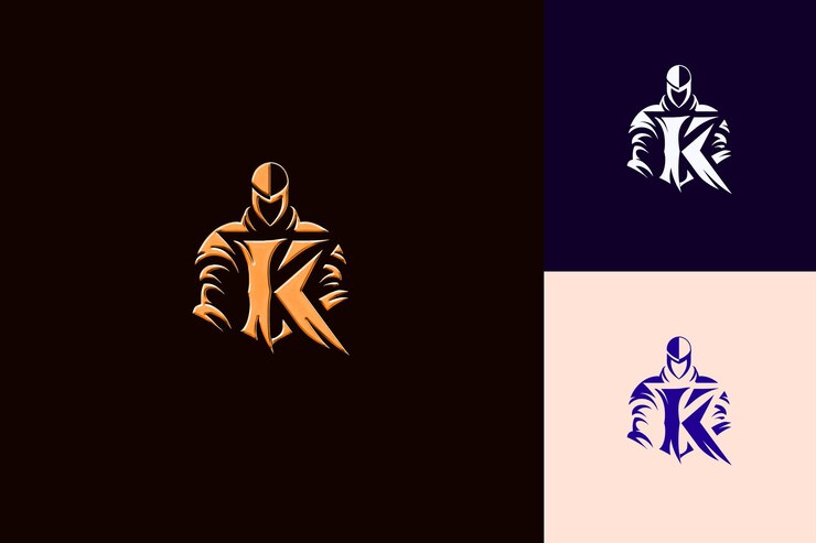PSD letra k com estêncil estilo de design de logotipo com k em forma de natureza coleções vetoriais abstratas