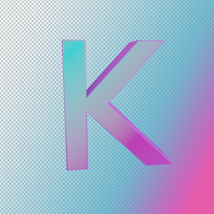 PSD una letra k degradada de colores