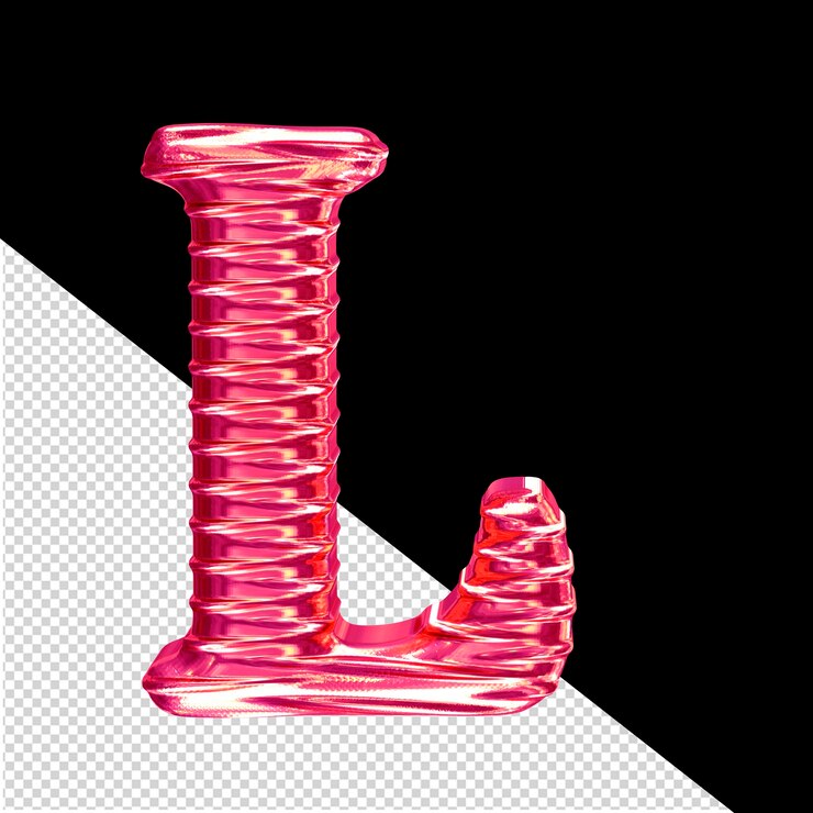 PSD letra l do símbolo 3d rosa canelado