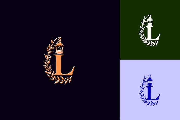 PSD letra l con estilo de diseño de logotipo vintage con l en forma de naturaleza colecciones vectoriales abstractas