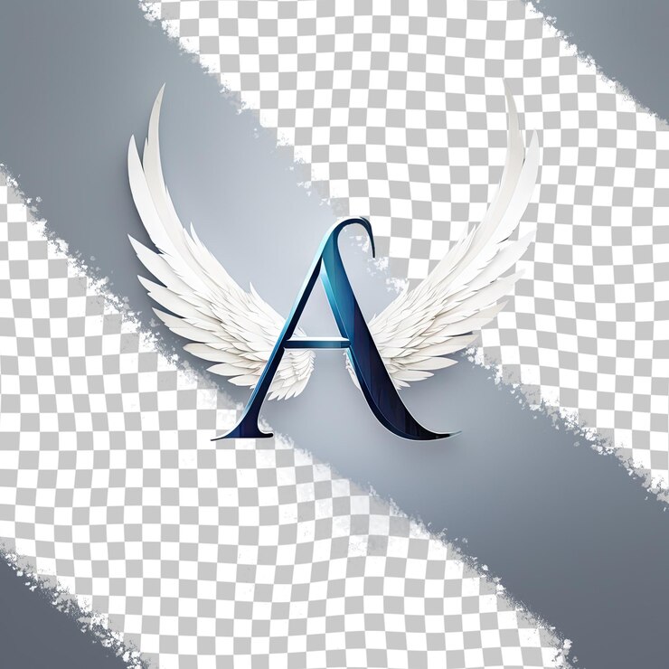 PSD una letra con el logotipo de la ala aislada sobre un fondo transparente