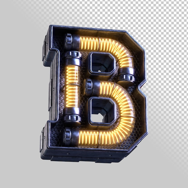 Letra de luz de neón caligráfica en 3D B