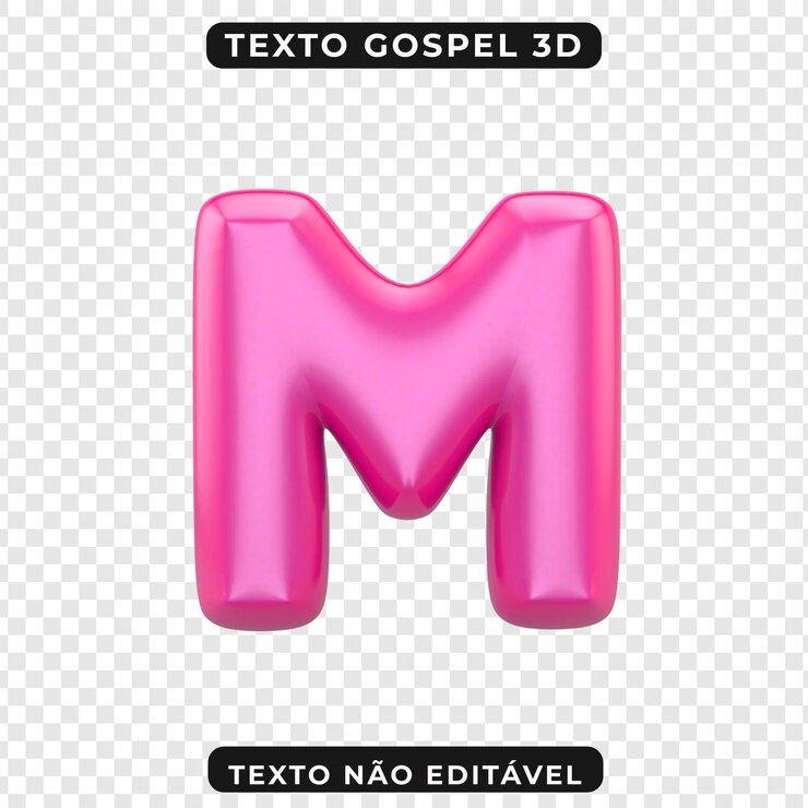 PSD la letra m en 3d - texto del evangelio rosa