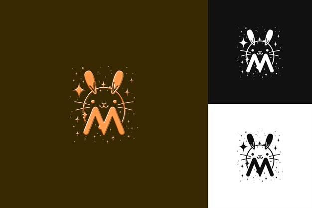 Letra M con diseño de logotipo de mascota Estilo con M en forma de ilustración Diseños vectoriales de logotipo