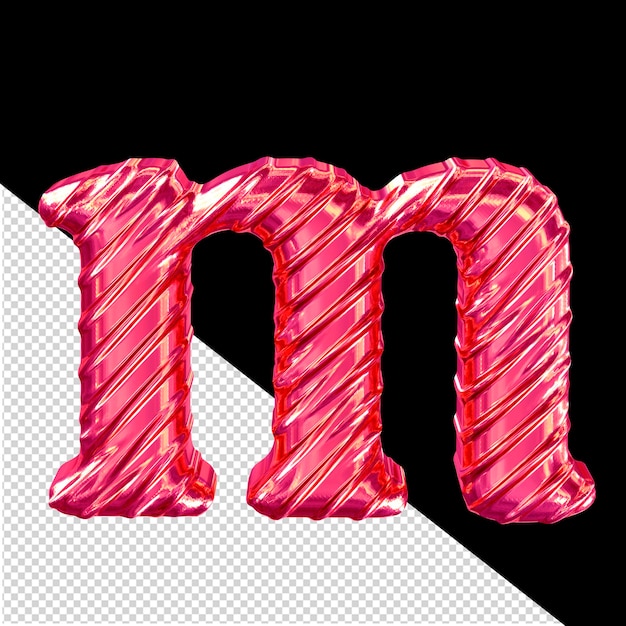 PSD letra m do símbolo 3d rosa com nervuras