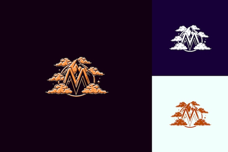 PSD letra m con mascota estilo de diseño de logotipo con m en forma de naturaleza colecciones vectoriales abstractas