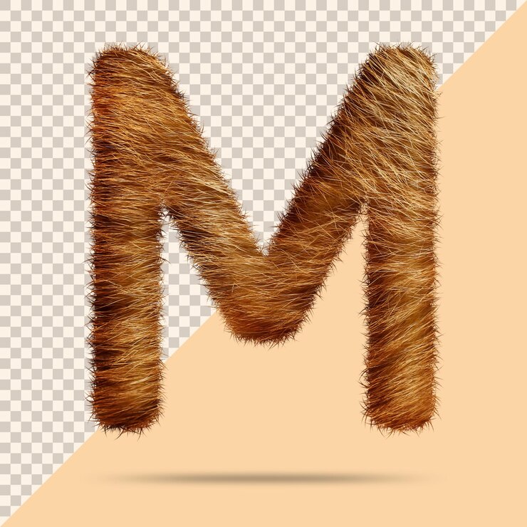 PSD letra m con piel 3d realista