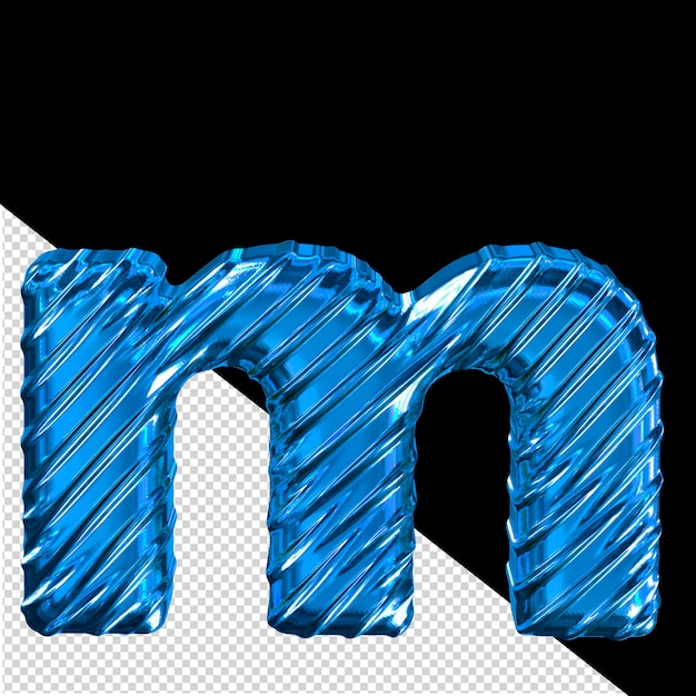 Letra m del símbolo 3d azul acanalado
